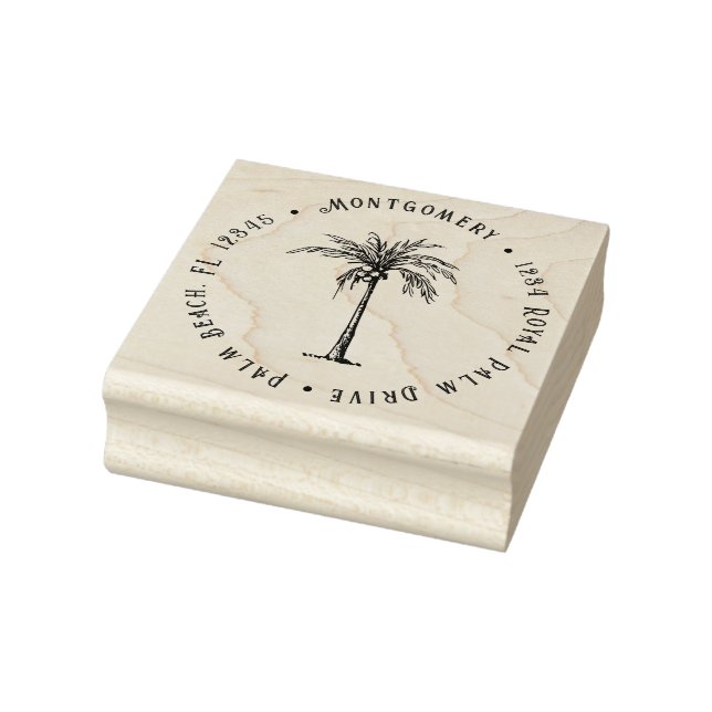 Tropical Palm Tree Personalized Return Address Rubber Stamp (Stamp)