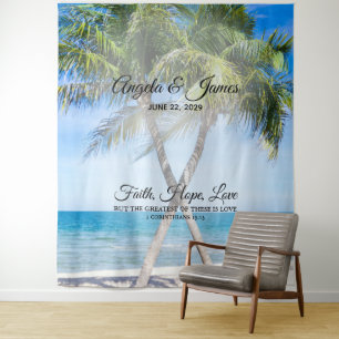 Tropical Palm Tree Photo Personalized Wedding Tape Tapestry