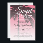 Tropical Palm Tree Pink Sweet 16 16th Birthday Invitation<br><div class="desc">A chic modern tropical pink ombre design Sweet 16 birthday invitation with a palm tree background. The bright pink fades onto a white background. The text "Sweet Sixteen" in white is set in modern script. Elegant 16th birthday party invitation for a glamourous Sweet Sixteen, perfect for her, the fashionista who...</div>