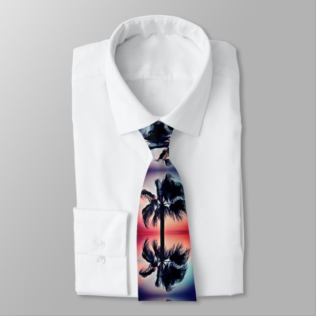 Tropical Palm Tree Reflections at Sunset Tie (Tied)