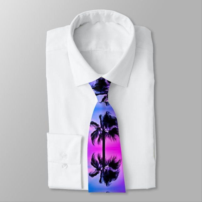 Tropical Palm Tree Reflections at Sunset Tie (Tied)