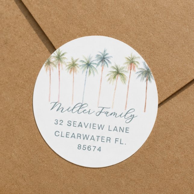 Tropical Palm Tree Return Address Sticker (Creator Uploaded)