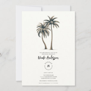Tropical Palm Tree Rustic Coastal Bridal Shower Invitation