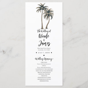 Tropical Palm Tree Rustic Coastal Wedding Program