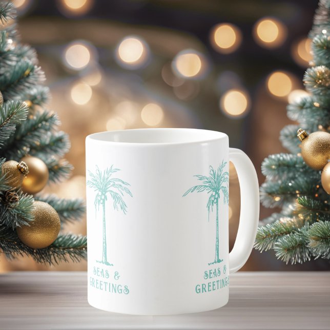Tropical Palm Tree Seas and Greetings Christmas Coffee Mug (Tropical Palm Tree Seas and Greetings Christmas Coffee Mug)