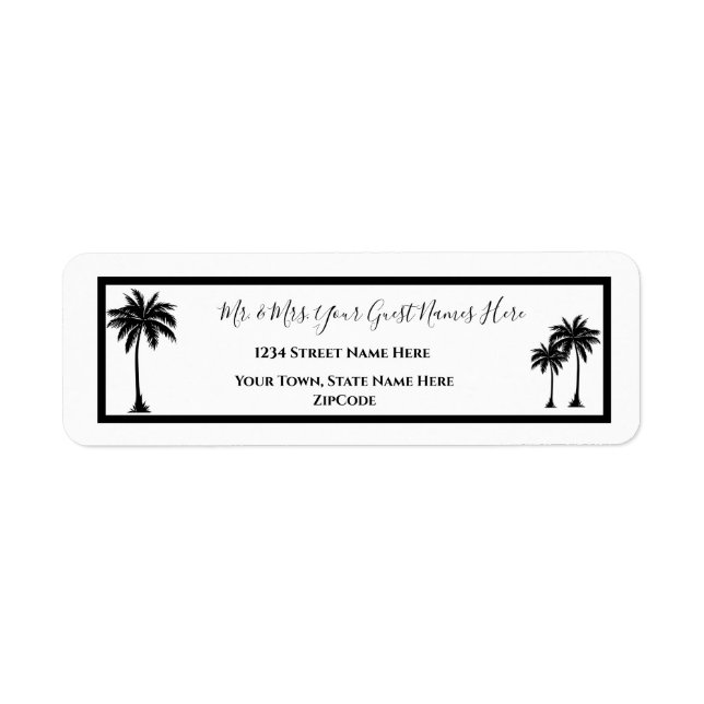 Tropical Palm Tree Silhouette Adresse de retour (Devant)