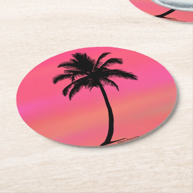 Tropical Palm Tree Silhouette Coaster (Angled)