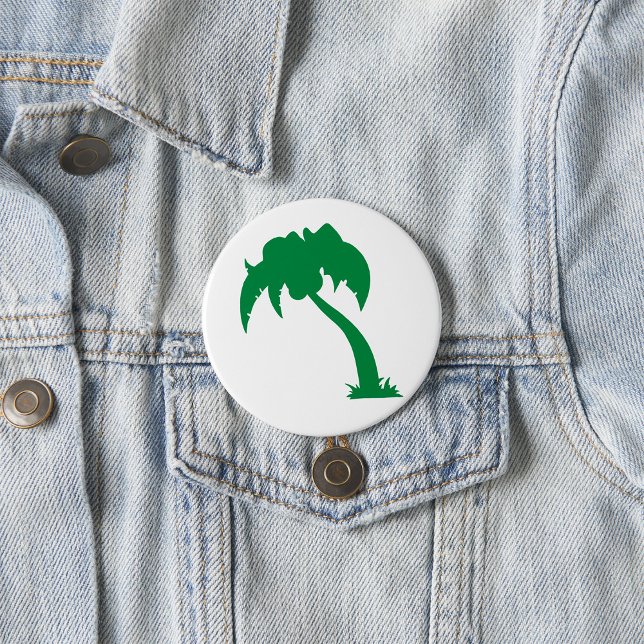 Tropical Palm Tree Silhouette Green Island Beach  3 Inch Round Button (Creator Uploaded)
