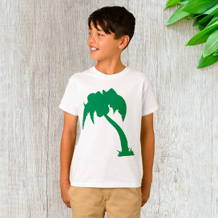 Tropical Palm Tree Silhouette Green Island Beach T-Shirt