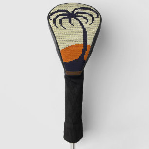 Tropical Palm Tree Sunrise Designer Crochet Print Golf Head Cover