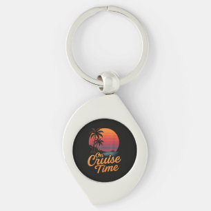 Tropical Palm Tree Sunset Cruise Vacation Keychain