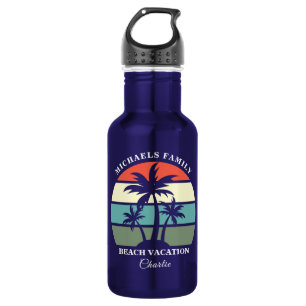 Tropical Palm Tree Sunset Custom Beach Vacation 532 Ml Water Bottle