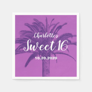 Tropical Palm Tree Sweet 16 Napkin