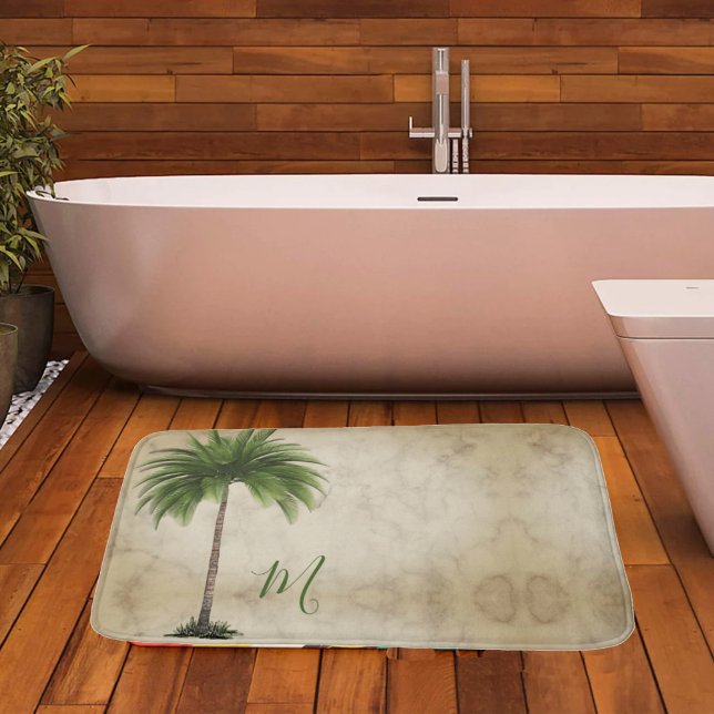 Tropical  Palm Tree Vintage Elegant Bath Mat (Creator Uploaded)