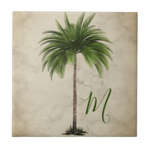 Tropical  Palm Tree Vintage Elegant Tile