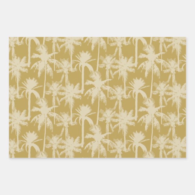 Tropical Palm Tree Vintage Pattern Wrapping Paper Sheet (Front 3)