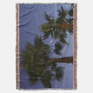 Tropical Palm Tree Wall Art Twilight Coastal Throw Blanket