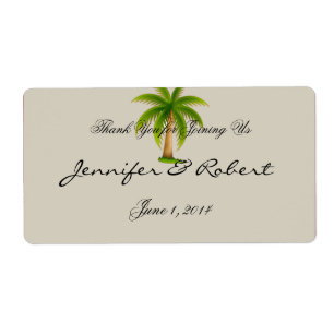 Tropical Palm Tree Water Bottle Label