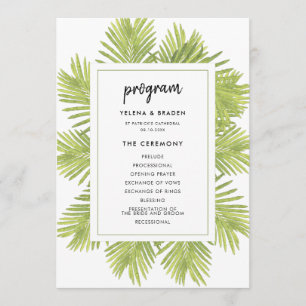 Tropical palm tree wedding program