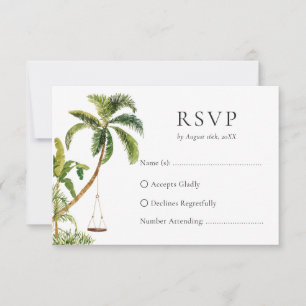 Tropical Palm Tree Wedding RSVP Card