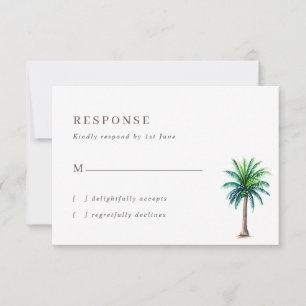 Tropical Palm Tree Wedding RSVP Card