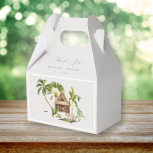 Tropical Palm Tree Wedding Thank You Favor Box