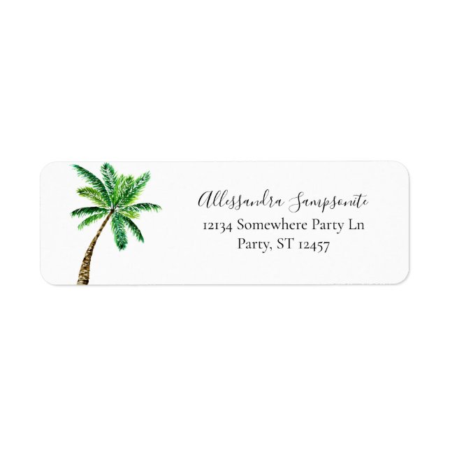 Tropical Palm Tree White Adresse de retour (Devant)
