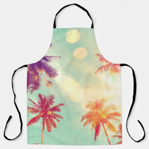 Tropical palm tree with colorful bokeh sun light o apron