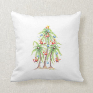 Tropical palm tree with crab ornaments pillow
