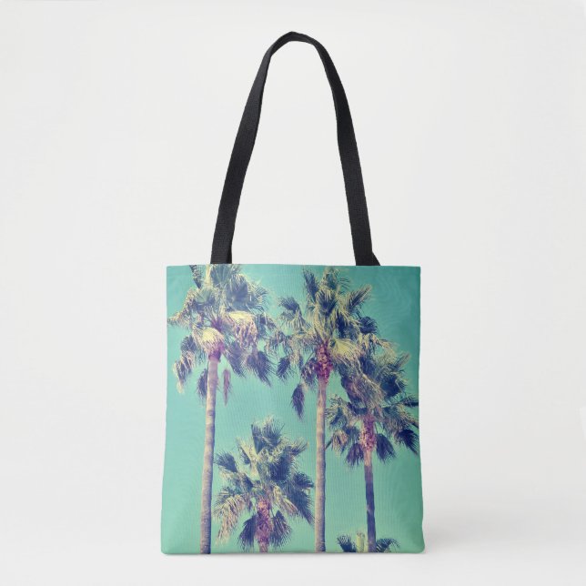 Tropical Palm Trees against a Teal Sky Photo Tote Bag (Front)