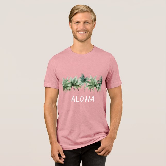 Tropical Palm Trees Aloha Tri-Blend Shirt (Front Full)