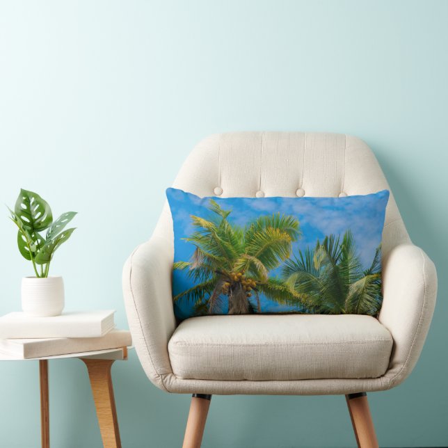 Tropical Palm Trees and Coconuts Lumbar Pillow (Chair)