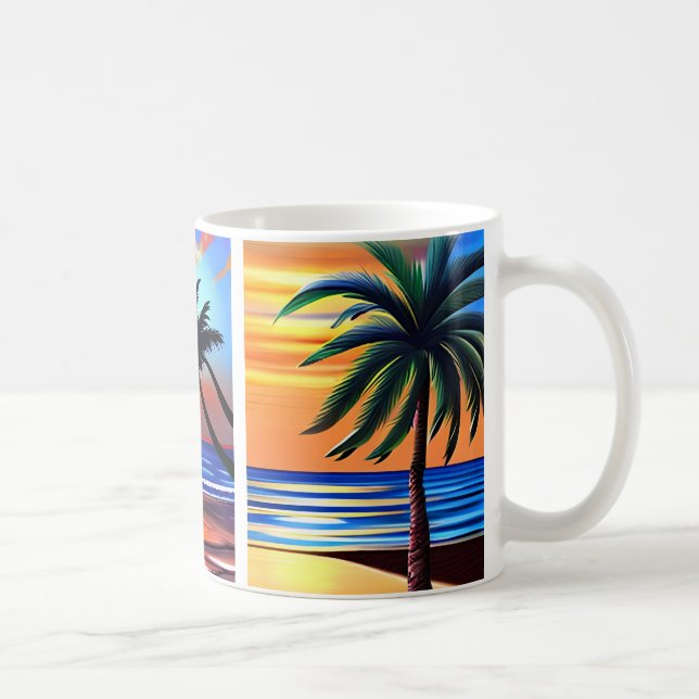 Tropical Palm Trees and Ocean Colourful Coffee Mug (Right)