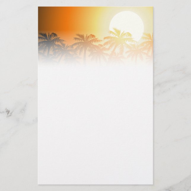 Tropical palm trees at sunset stationery (Front)