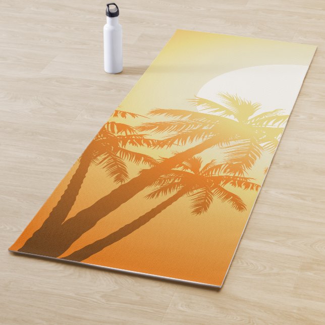 Tropical palm trees at sunset yoga mat (In Situ)