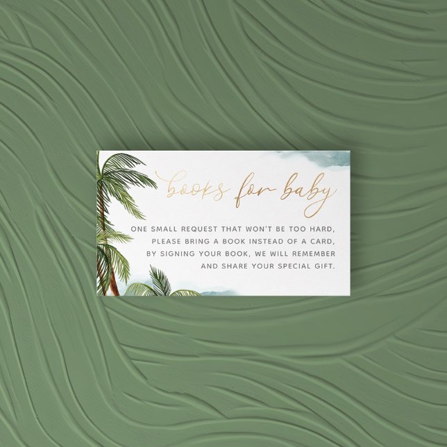 Tropical Palm Trees Baby Shower Books For Baby Enclosure Card (Creator Uploaded)