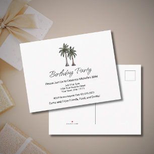 Tropical Palm Trees Beach 30th Birthday Party Invitation Postcard