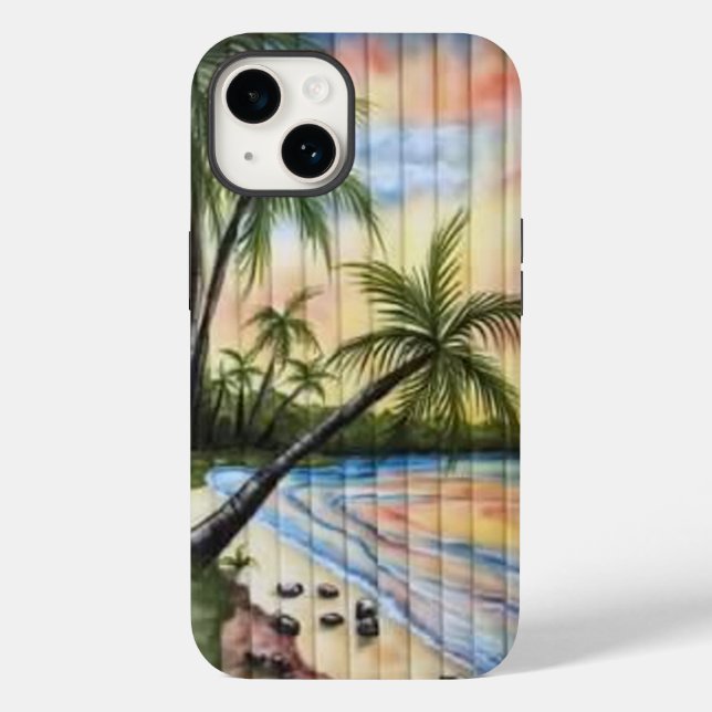 TROPICAL PALM TREES BEACH BLINDS Case-Mate iPhone CASE (Back)