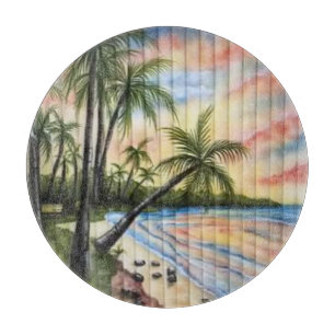 TROPICAL PALM TREES BEACH BLINDS CUTTING BOARD