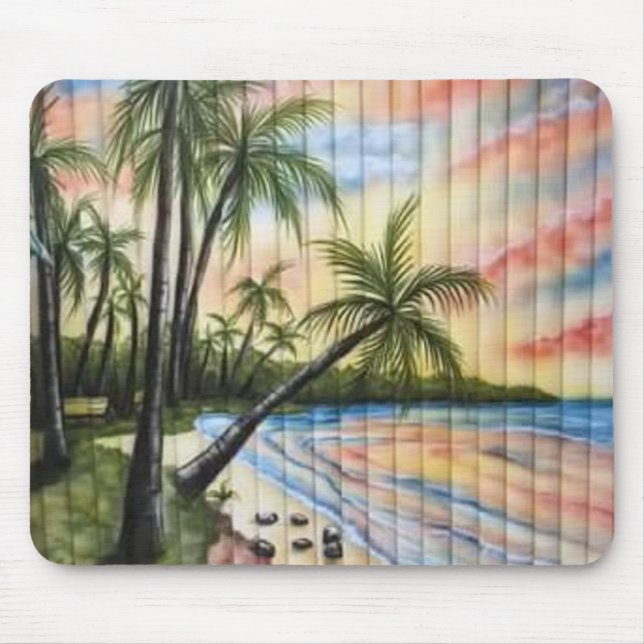 TROPICAL PALM TREES BEACH BLINDS MOUSE PAD (Front)