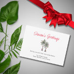 Tropical Palm Trees Beach Christmas Illustration  Holiday Card<br><div class="desc">Tropical Christmas greeting card,  with a palm trees illustration and script typography. With customizable lettering,  you add your own information. A cheerful way send holiday wishes to friends and family from the Beach.</div>