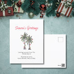 Tropical Palm Trees Beach Christmas Illustration  Holiday Postcard<br><div class="desc">Tropical Beach Christmas postcard,  with a palm trees illustration and customizable typography. A festive way send holiday wishes to friends and family from the tropics.</div>