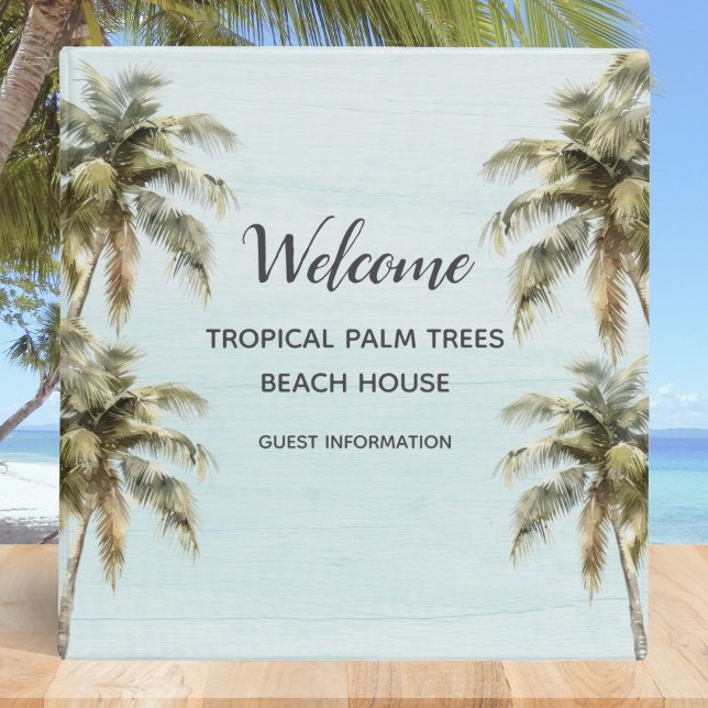 Tropical Palm Trees Beach House Guest Information Binder (Creator Uploaded)