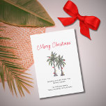 Tropical Palm Trees Beach Merry Christmas  Holiday Card<br><div class="desc">Tropical Beach Merry Christmas greeting card,  with a botanical palm trees illustration and script typography. With customizable lettering,  you add your own information. A festive way send holiday wishes to friends and family from the tropics.</div>