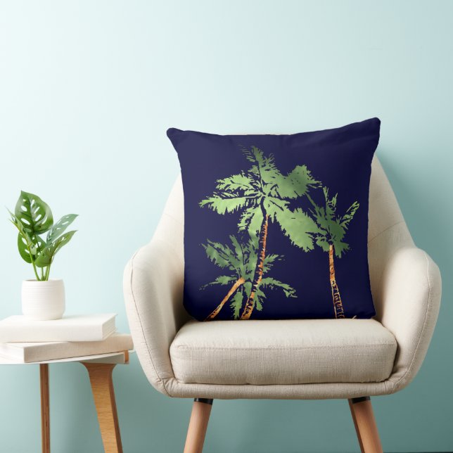Tropical Palm Trees Beach Summer Hawaii Throw Pillow (Chair)