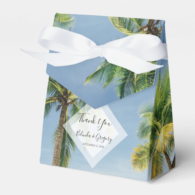 Tropical Palm Trees Beach Wedding Favor Box (Front Side)