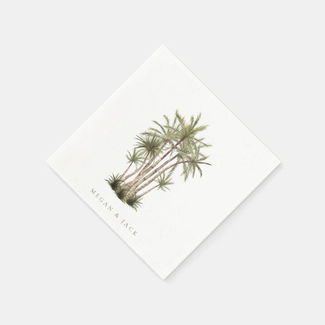 Tropical Palm Trees Beachy Personalized Napkin (Corner)