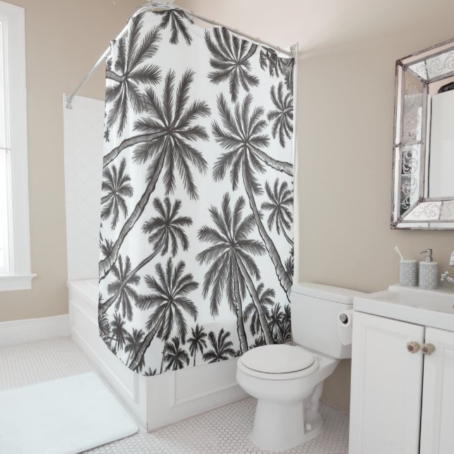 Tropical Palm Trees Black and White Pattern (In Situ)