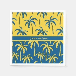Tropical Palm Trees Blue Yellow Personalized  Napkin