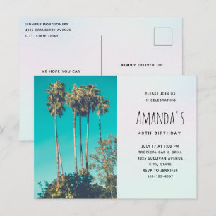 Tropical Palm Trees California Birthday Invitation Postcard